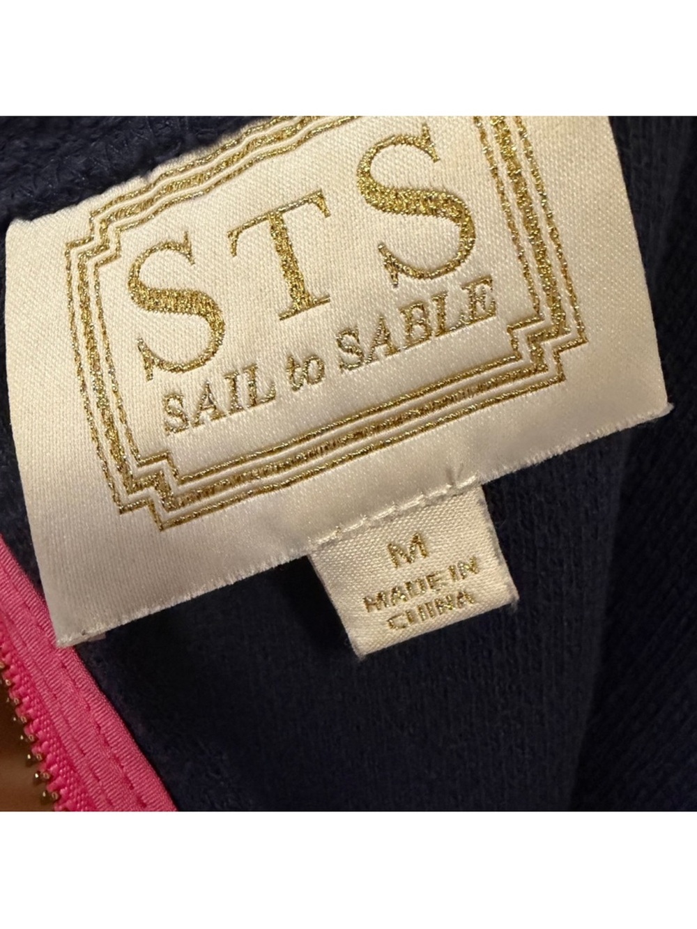 Sail To Sable Navy Pink Crochet Trim Shift Dress Size Medium - Picture 7 of 8